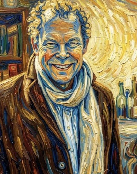 Portret van Michiel Terwindt in Van Gogh-stijl, boekhouder voor makers rond No Limits! Art Castle